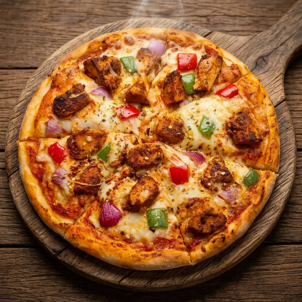 Chicken Pizza — flavourful seasoned chicken on a handcrafted crust at Haydar Pasha Pizza Winnipeg